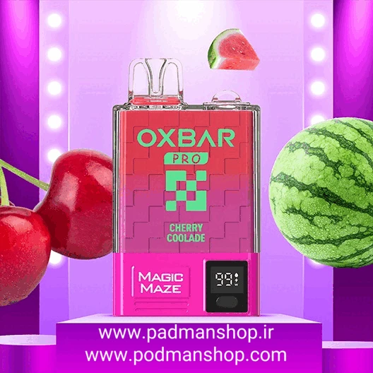 پاد اوکسبار 10 هزار پاف طعم هندوانه گیلاس Oxbar 10,000 Puffs Cherry Watermelon 3 ییییی