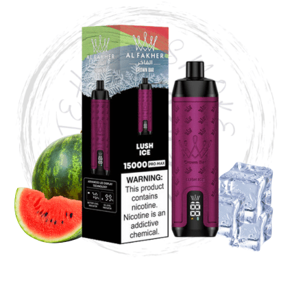 ویپ الفاخر هندوانه یخ 15 هزار پاف پرومکس اورجینال ALFAKHER LUSH ICE 15K 3 ویپ الفاخر